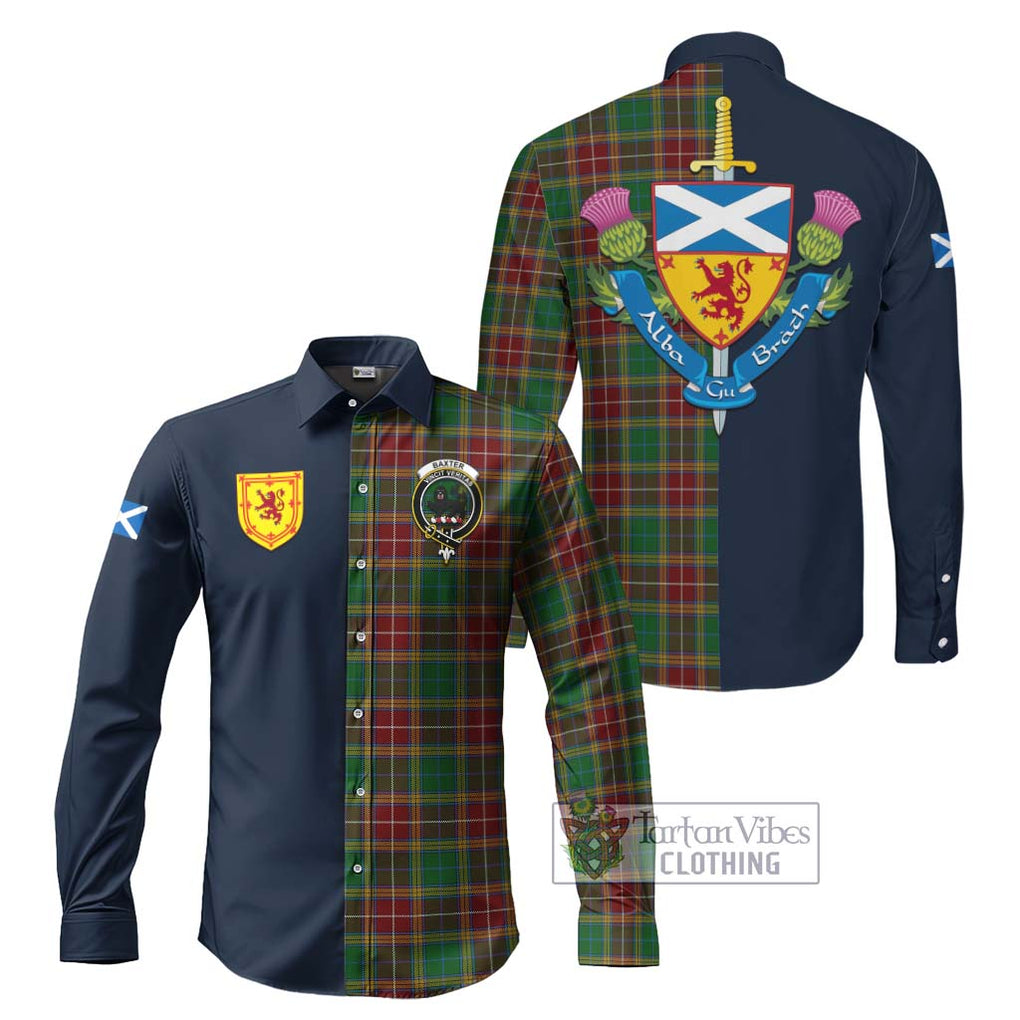 Tartan Vibes Clothing Baxter Tartan Long Sleeve Button Shirt with Scottish Lion Royal Arm Half Style