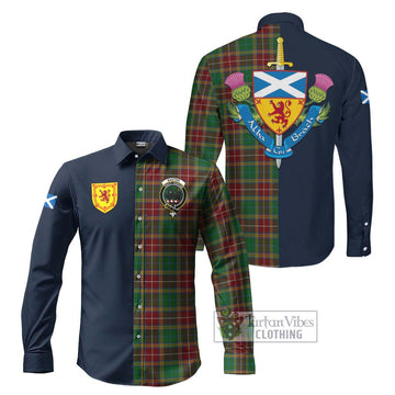 Baxter Tartan Long Sleeve Button Shirt Alba with Scottish Lion Royal Arm Half Style