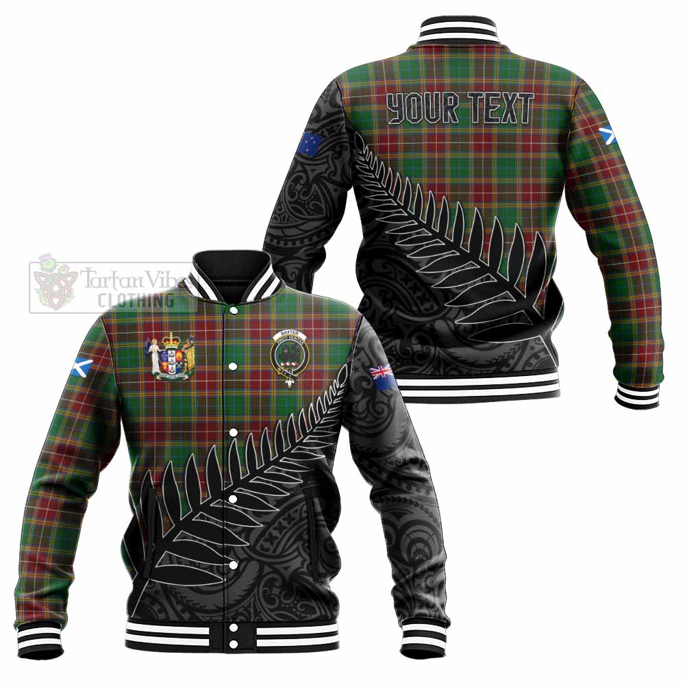 Tartan Vibes Clothing Baxter Crest Tartan Baseball Jacket with New Zealand Silver Fern Half Style