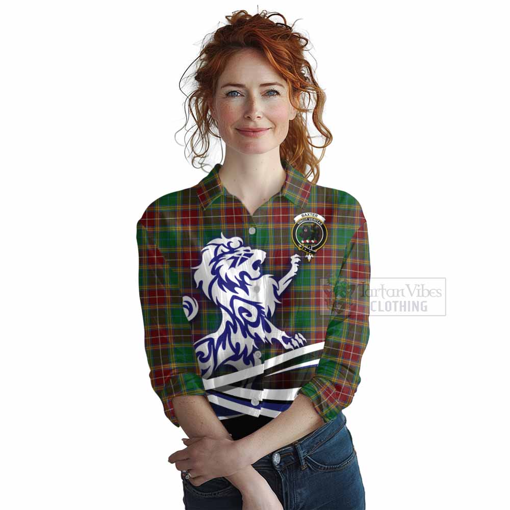 Tartan Vibes Clothing Baxter Tartan Women's Casual Shirt with Alba Gu Brath Regal Lion Emblem