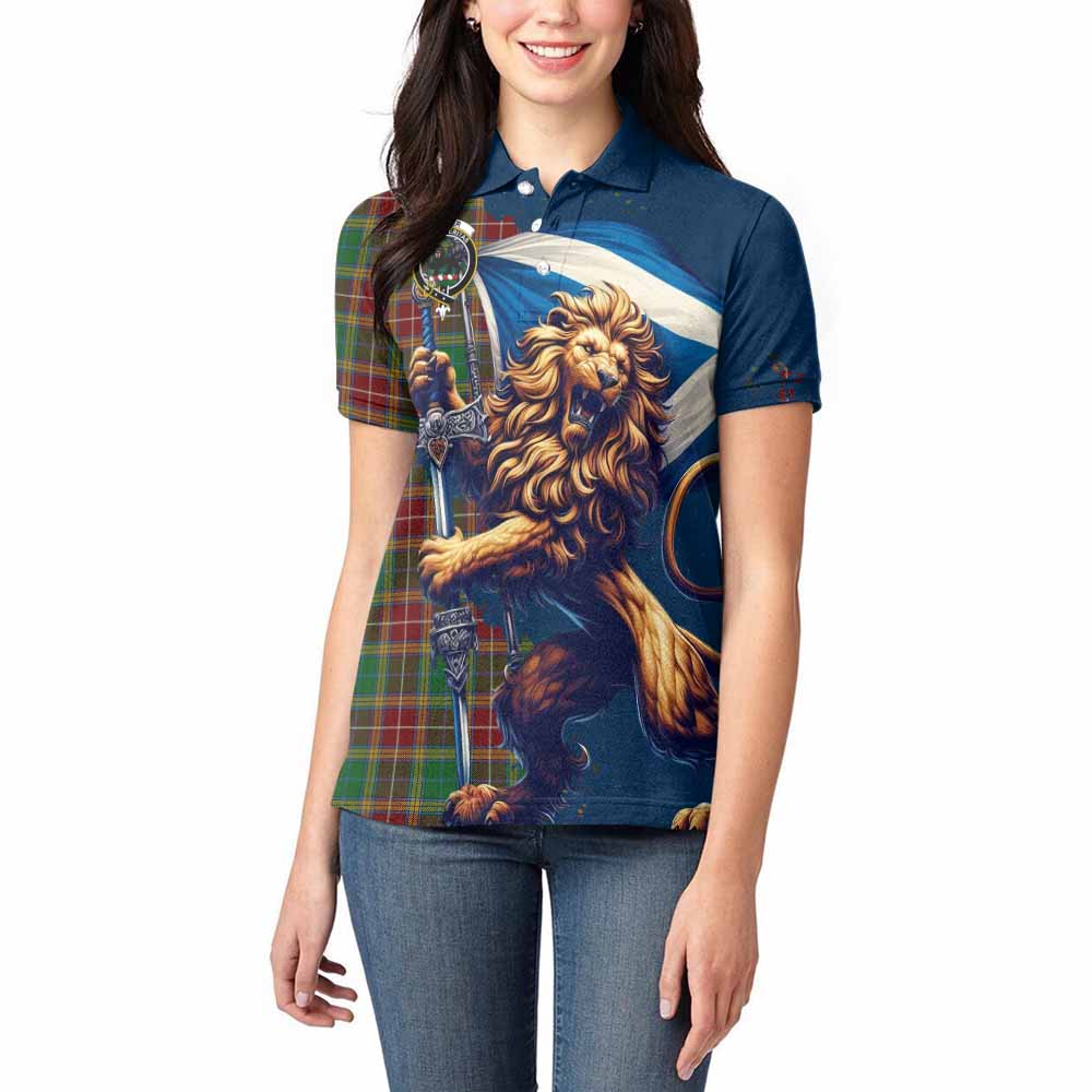 Tartan Vibes Clothing Baxter Tartan Family Crest Women's Polo Shirt with Scottish Majestic Lion