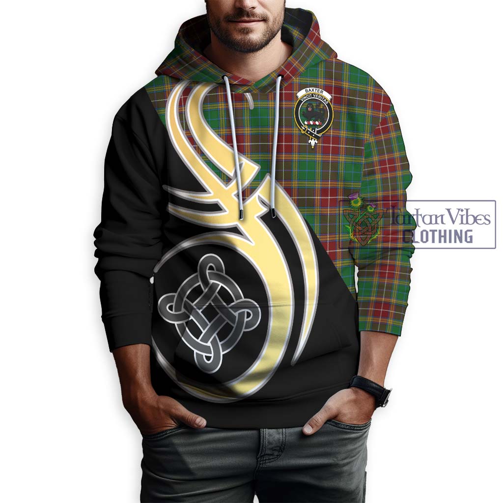 Baxter Tartan Hoodie with Family Crest and Celtic Symbol Style Zip Hoodie - Tartan Vibes Clothing