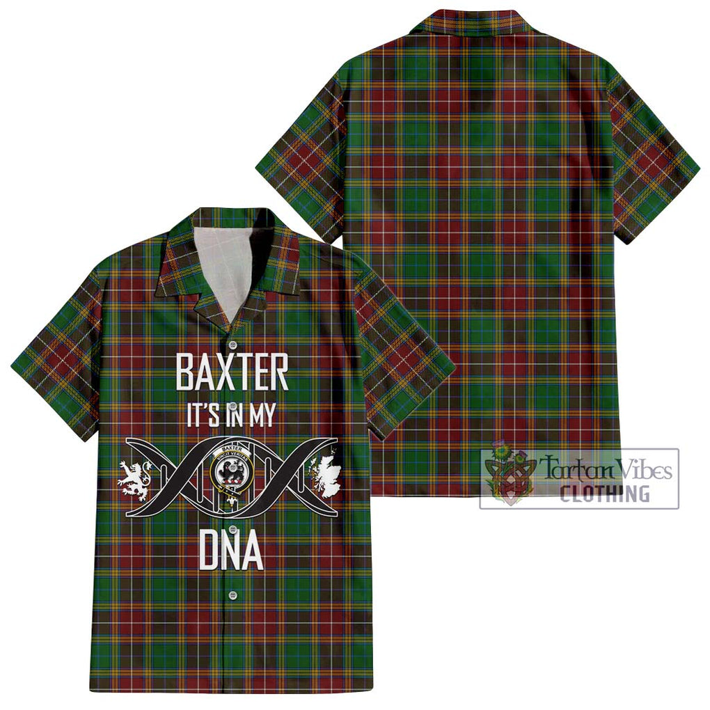 Baxter Tartan Short Sleeve Button Shirt with Family Crest DNA In Me Style Kid - Tartanvibesclothing Shop