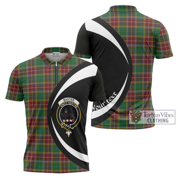 Baxter Tartan Zipper Polo Shirt with Family Crest Circle Style