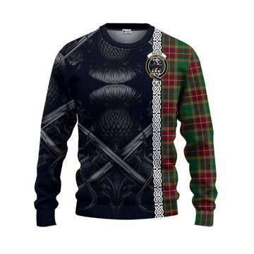 Baxter Tartan Knitted Sweater with Family Crest Cross Sword Thistle Celtic Vibes