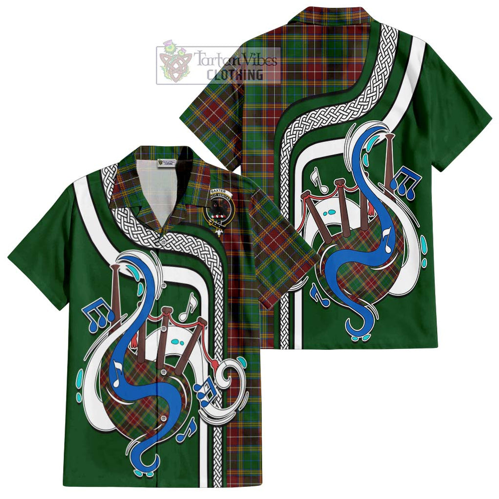 Baxter Tartan Short Sleeve Button Shirt with Epic Bagpipe Style Kid - Tartanvibesclothing Shop