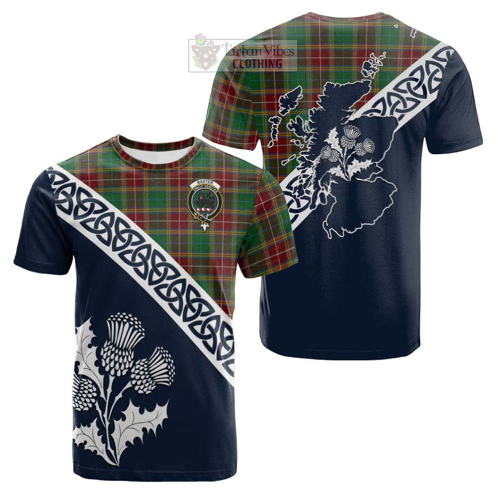 Tartan Vibes Clothing Baxter Tartan Cotton T-shirt Featuring Thistle and Scotland Map