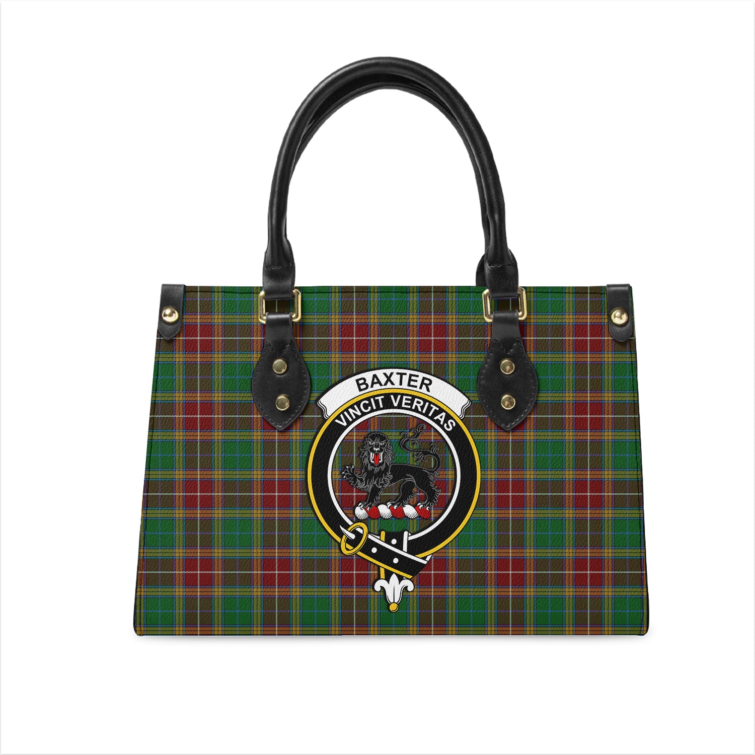 Baxter Tartan Leather Bag with Family Crest One Size 29*11*20 cm - Tartanvibesclothing