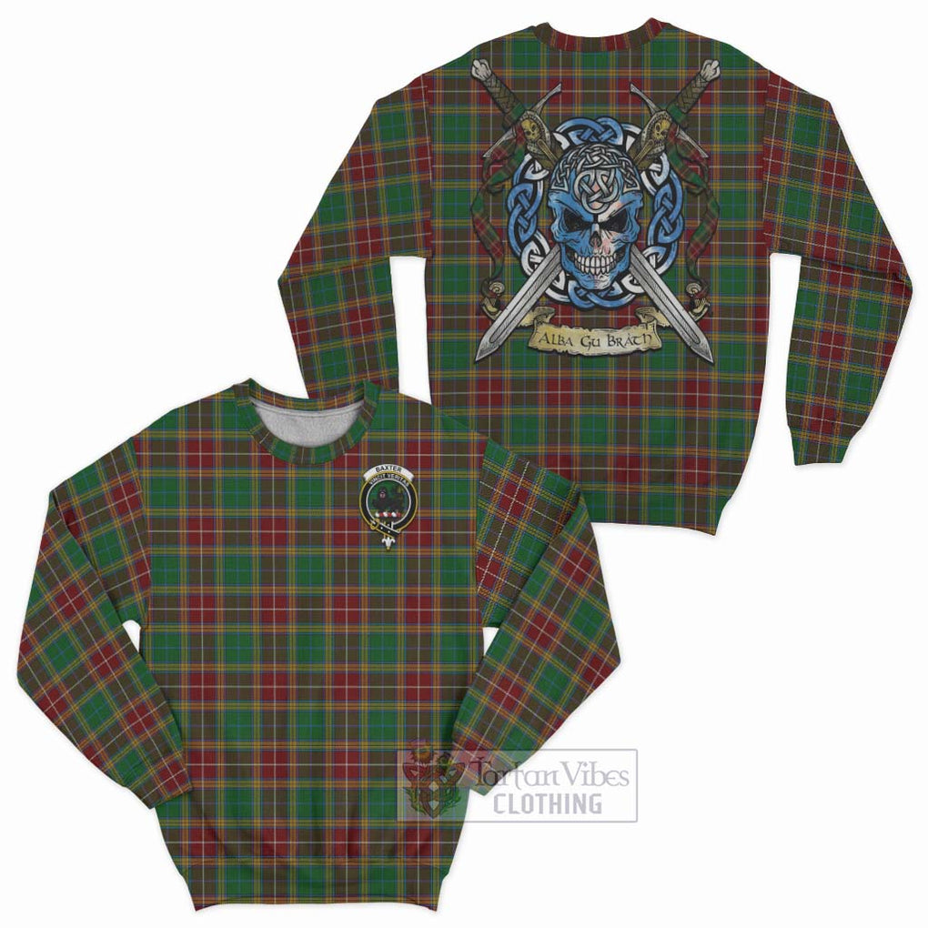 Tartan Vibes Clothing Baxter Tartan Sweatshirt with Family Crest Celtic Skull Style