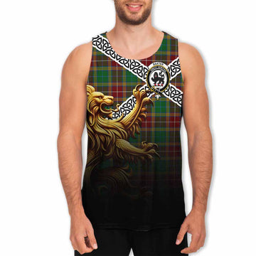 Baxter Crest Tartan Men's Tank Top with Golden Lion Emblem Celtic Style Men - Tartan Vibes Clothing