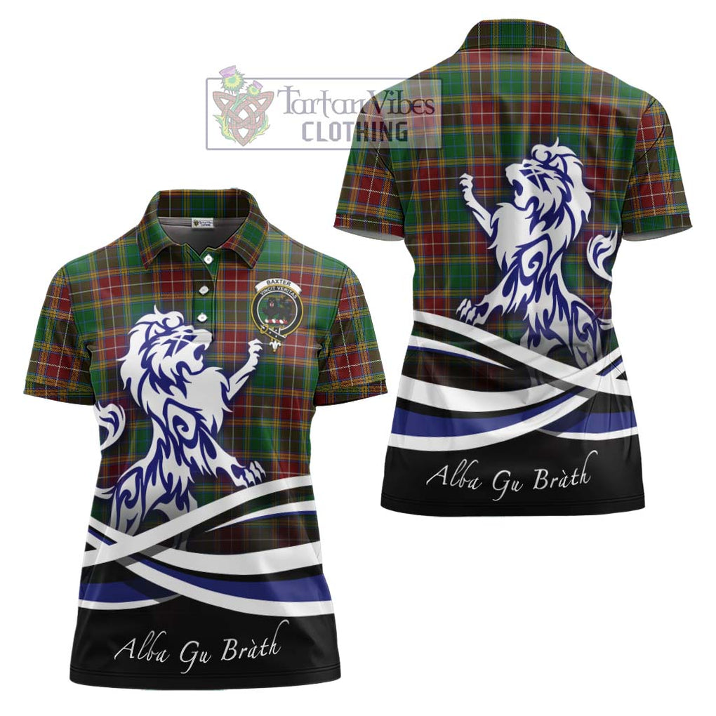 Baxter Tartan Women's Polo Shirt with Alba Gu Brath Regal Lion Emblem Women - Tartanvibesclothing Shop