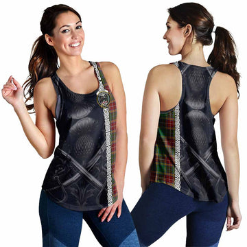 Baxter Tartan Women's Racerback Tanks with Family Crest Cross Sword Thistle Celtic Vibes