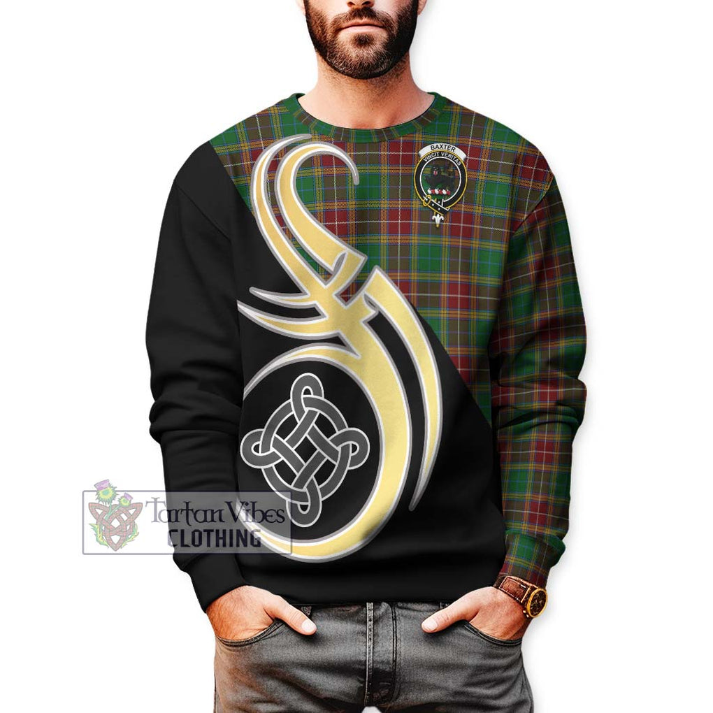 Baxter Tartan Sweatshirt with Family Crest and Celtic Symbol Style Unisex - Tartan Vibes Clothing