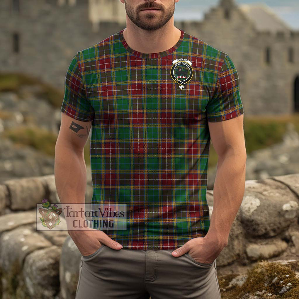 Baxter Tartan Cotton T-Shirt with Family Crest Men's Shirt - Tartanvibesclothing Shop