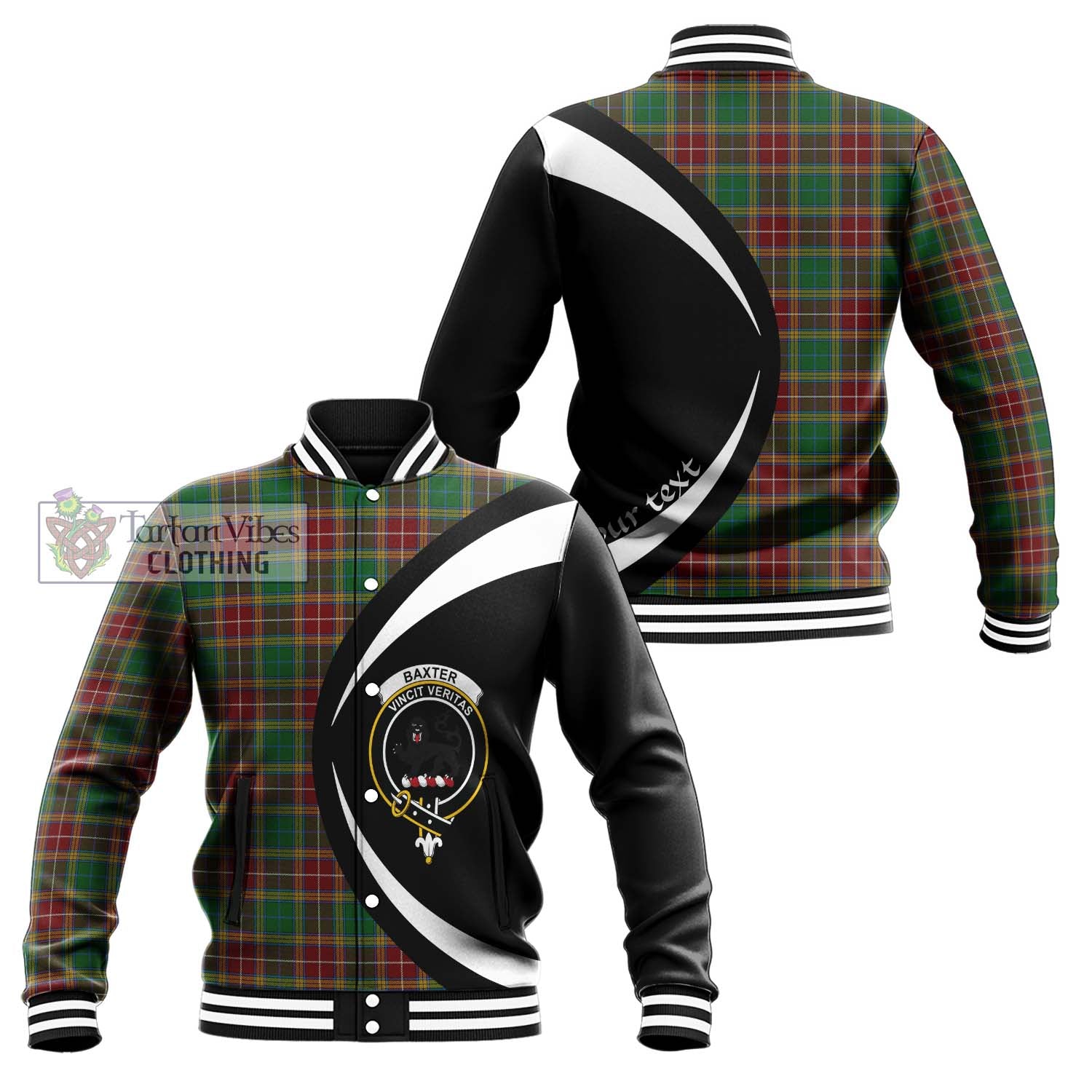 Baxter Tartan Baseball Jacket with Family Crest Circle Style Unisex - Tartan Vibes Clothing