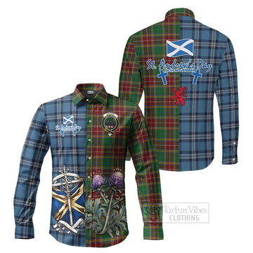 Baxter Tartan Long Sleeve Button Shirt Happy St. Andrew's Day Half Tartan Style