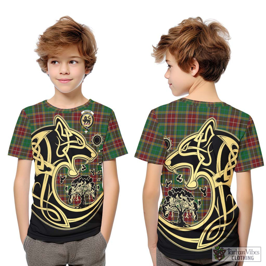 Baxter Tartan Kid T-Shirt with Family Crest Celtic Wolf Style Youth XL Size14 - Tartan Vibes Clothing