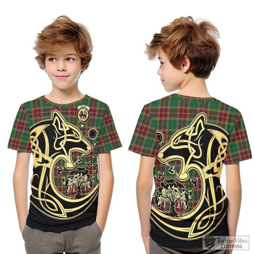 Baxter Tartan Kid T-Shirt with Family Crest Celtic Wolf Style