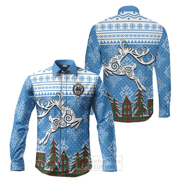 Baxter Clan Christmas Long Sleeve Button Shirt Celtic Reindeer Style