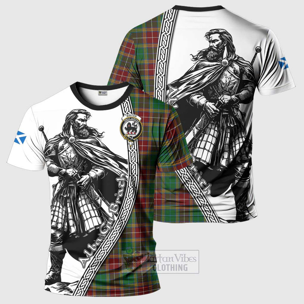 Tartan Vibes Clothing Baxter Tartan Clan Crest T-Shirt with Highlander Warrior Celtic Style