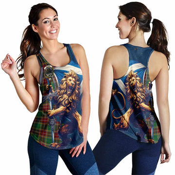 Baxter Tartan Family Crest Women's Racerback Tanks with Scottish Majestic Lion