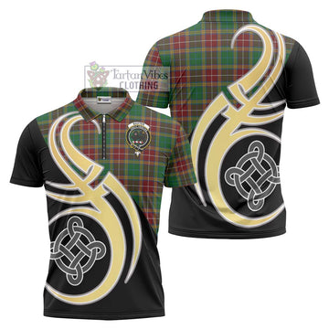 Baxter Tartan Zipper Polo Shirt with Family Crest and Celtic Symbol Style