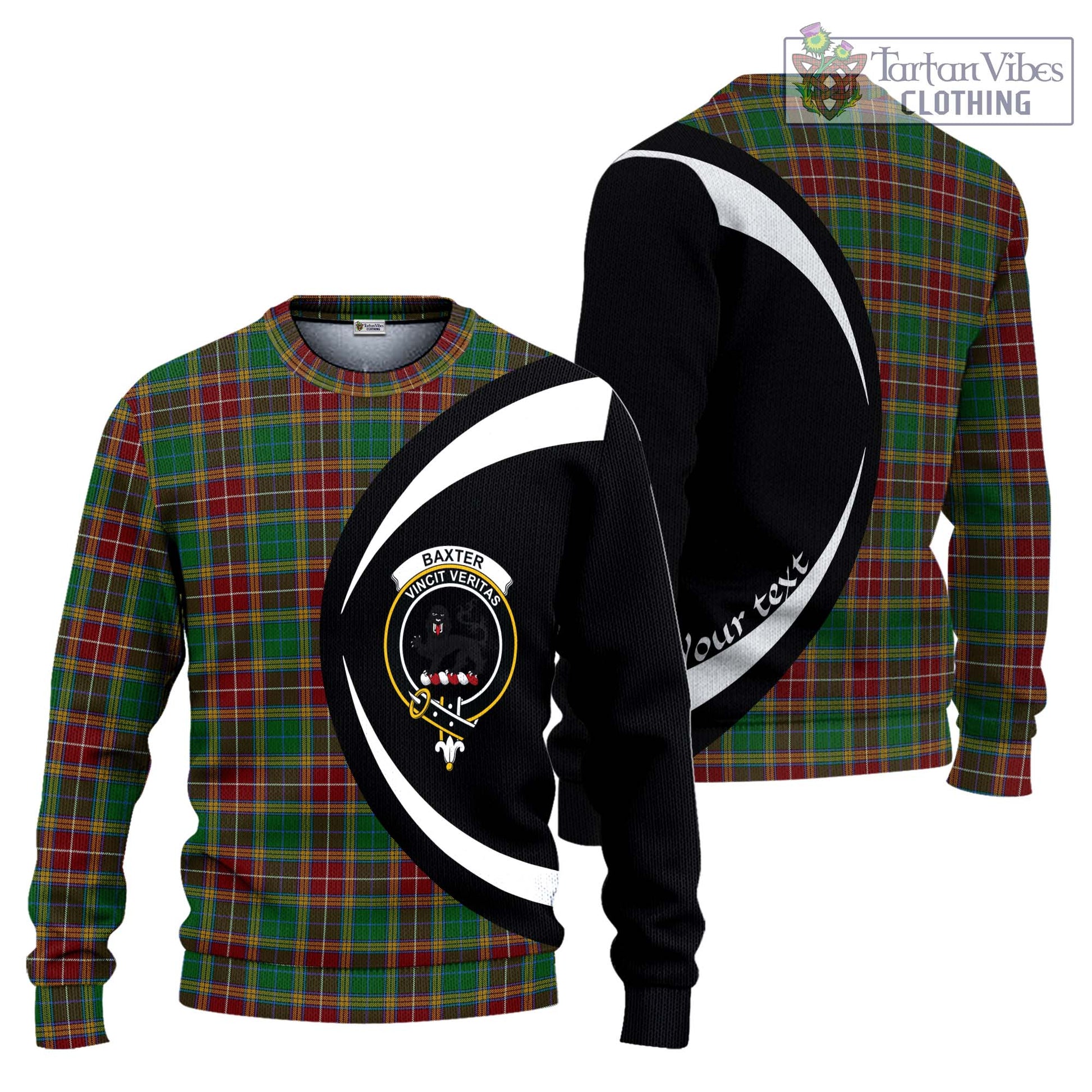 Baxter Tartan Ugly Sweater with Family Crest Circle Style Unisex - Tartan Vibes Clothing