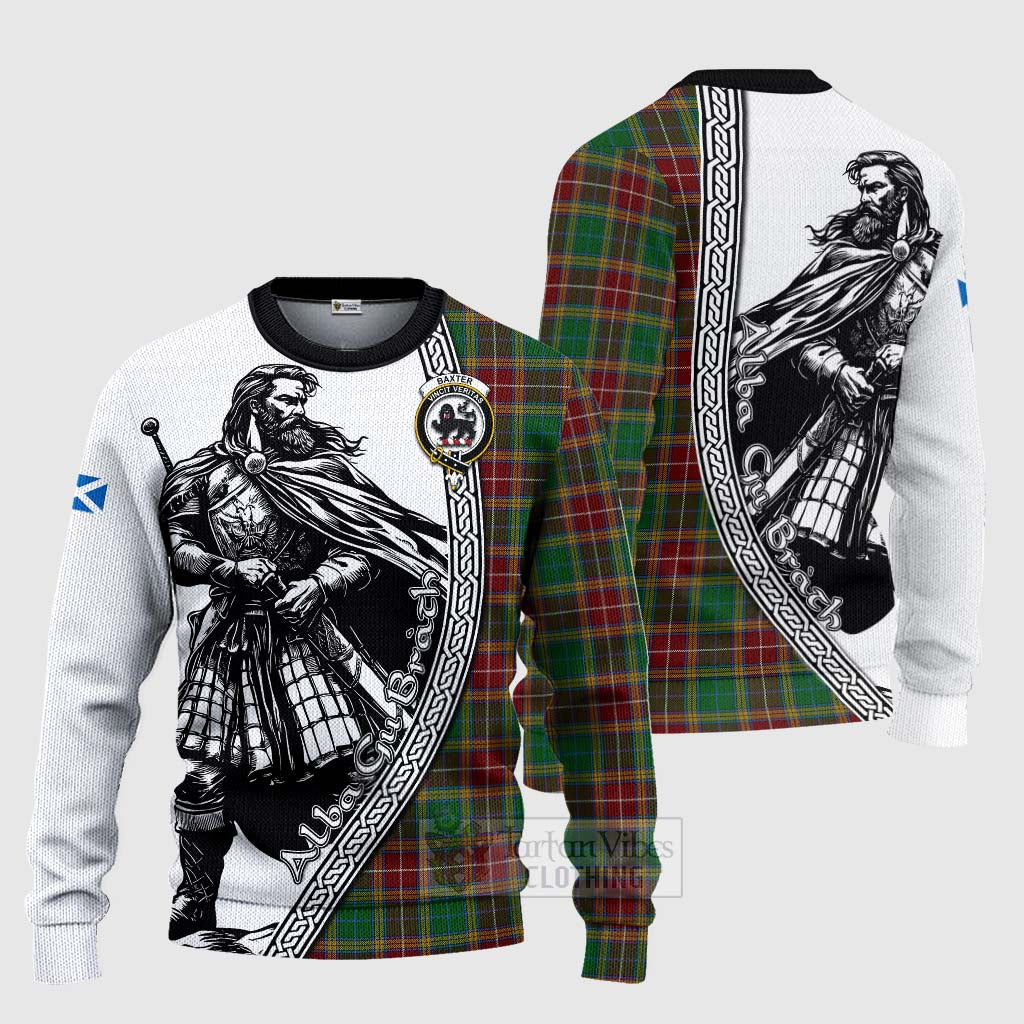 Tartan Vibes Clothing Baxter Tartan Clan Crest Knitted Sweater with Highlander Warrior Celtic Style