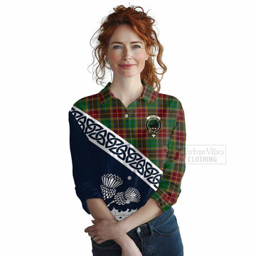 Baxter Tartan Women's Casual Shirt Featuring Thistle and Scotland Map