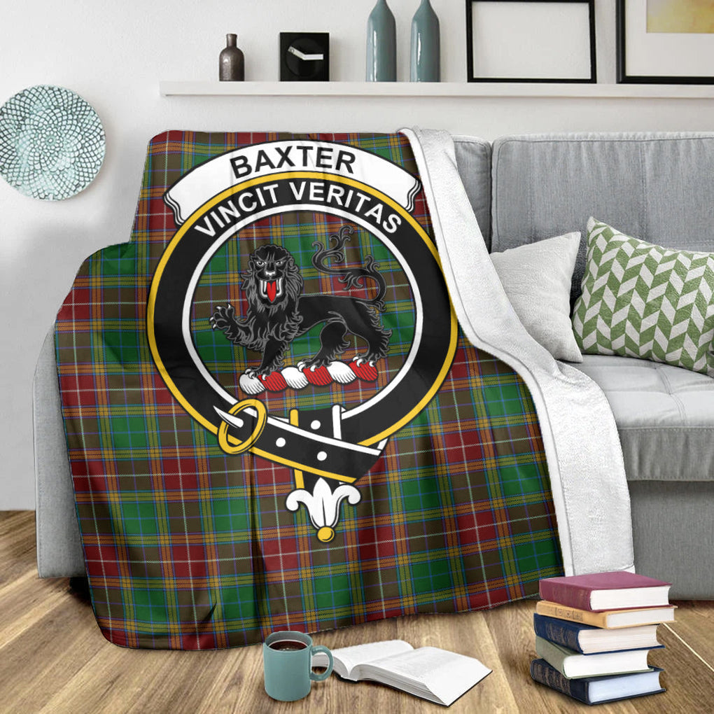 Baxter Tartan Blanket with Family Crest X-Large 59 x 79 inches 150 x 200 cm - Tartan Vibes Clothing