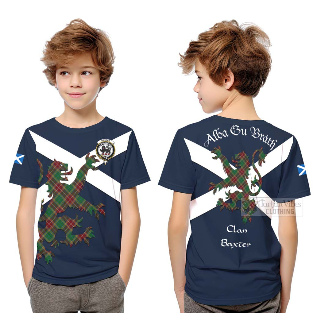 Tartan Vibes Clothing Baxter Tartan Lion Rampant Kid T-Shirt – Proudly Display Your Heritage with Alba Gu Brath and Clan Name