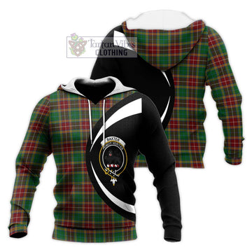 Baxter Tartan Knitted Hoodie with Family Crest Circle Style