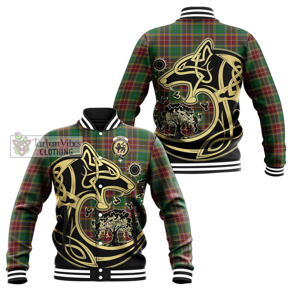 Baxter Tartan Baseball Jacket with Family Crest Celtic Wolf Style Unisex - Tartan Vibes Clothing