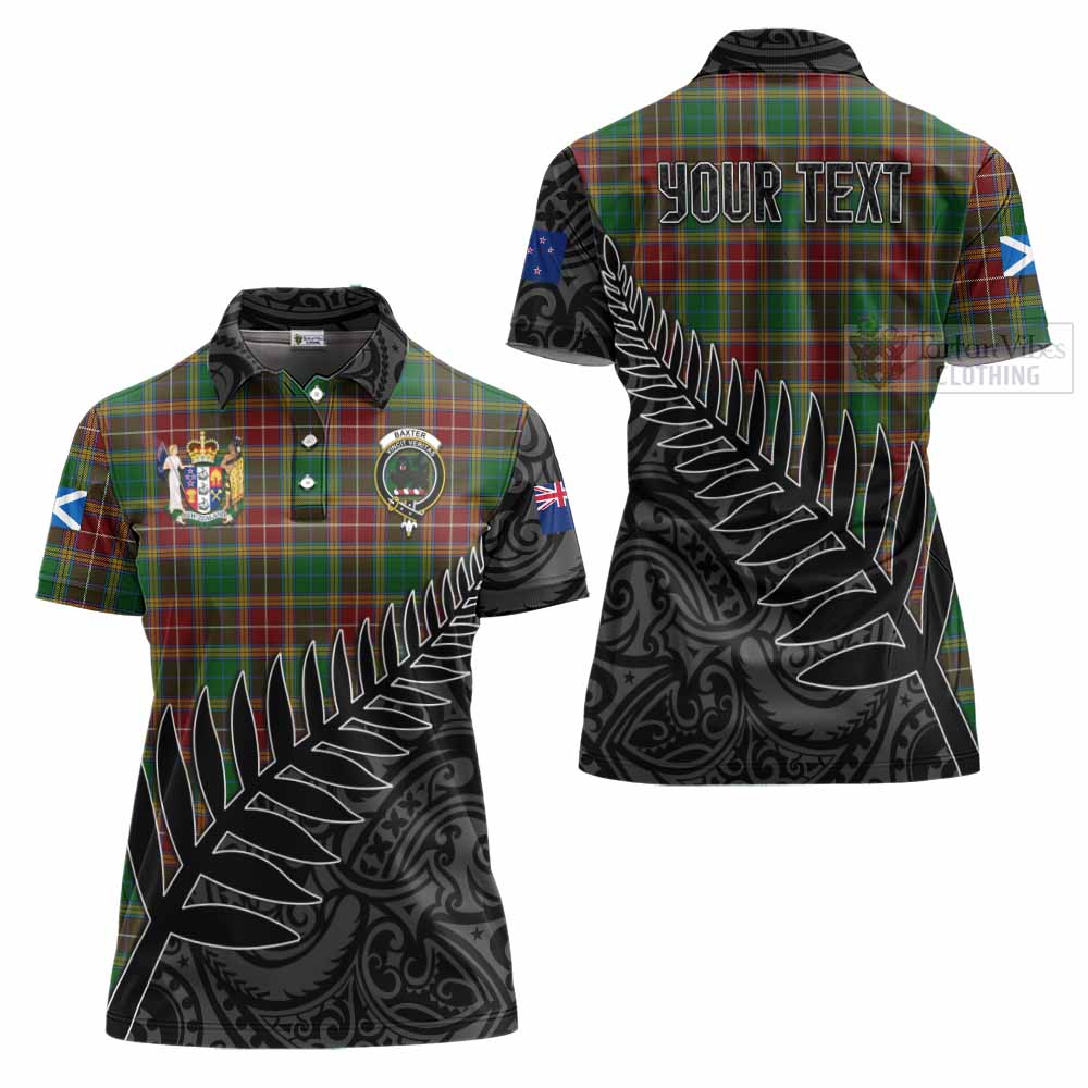 Tartan Vibes Clothing Baxter Crest Tartan Women's Polo Shirt with New Zealand Silver Fern Half Style