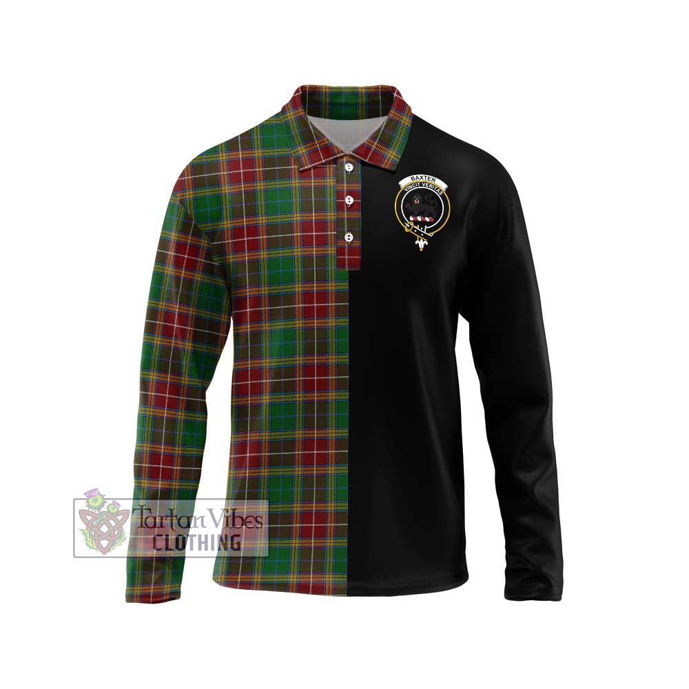 Baxter Tartan Long Sleeve Polo Shirt with Family Crest and Half Of Me Style Unisex - Tartanvibesclothing Shop