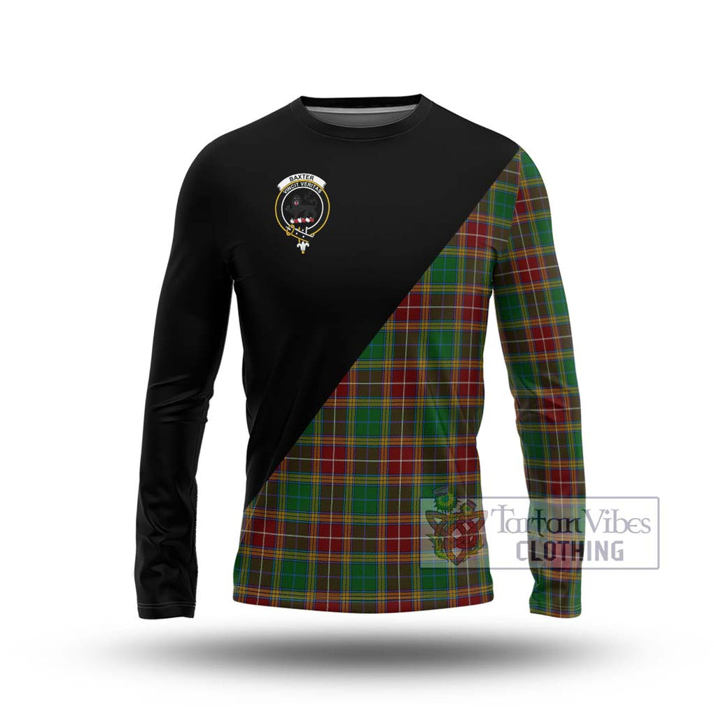 Baxter Tartan Long Sleeve T-Shirt with Family Crest and Military Logo Style Unisex - Tartanvibesclothing Shop