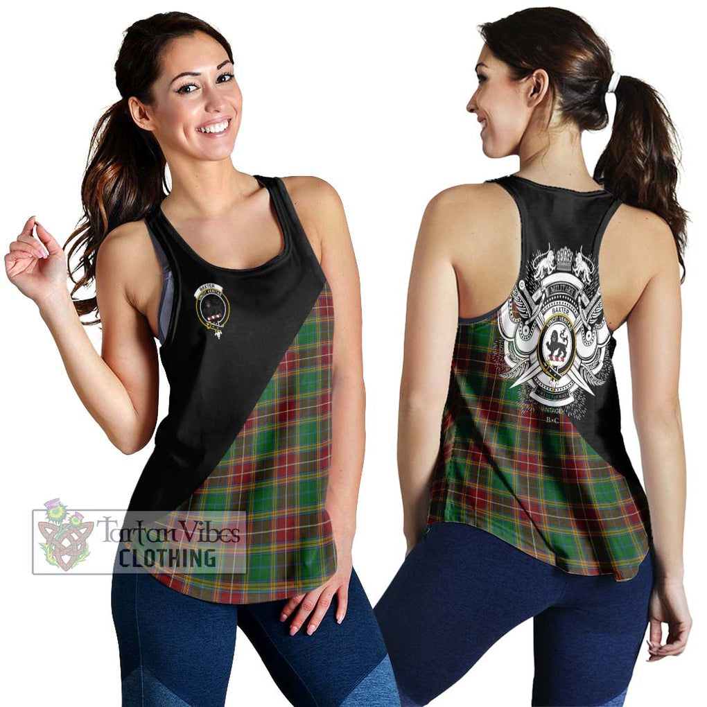 Baxter Tartan Women's Racerback Tanks with Family Crest and Military Logo Style 4XL - Tartanvibesclothing Shop