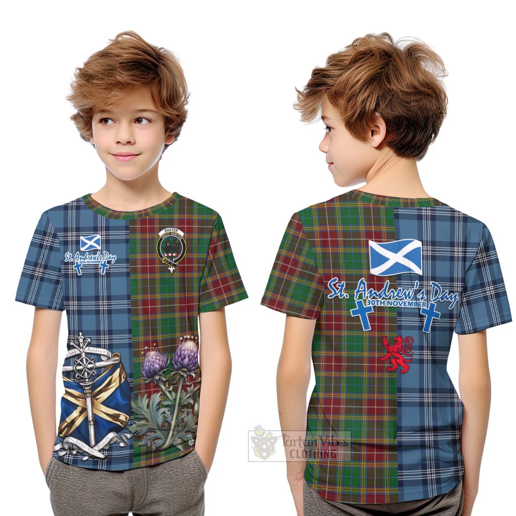 Tartan Vibes Clothing Baxter Tartan Kid T-Shirt Happy St. Andrew's Day Half Tartan Style