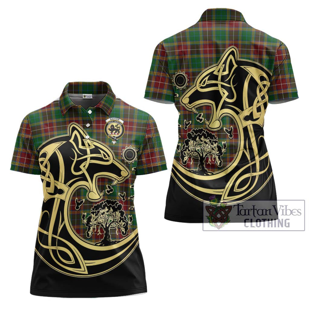 Baxter Tartan Women's Polo Shirt with Family Crest Celtic Wolf Style Women - Tartanvibesclothing Shop