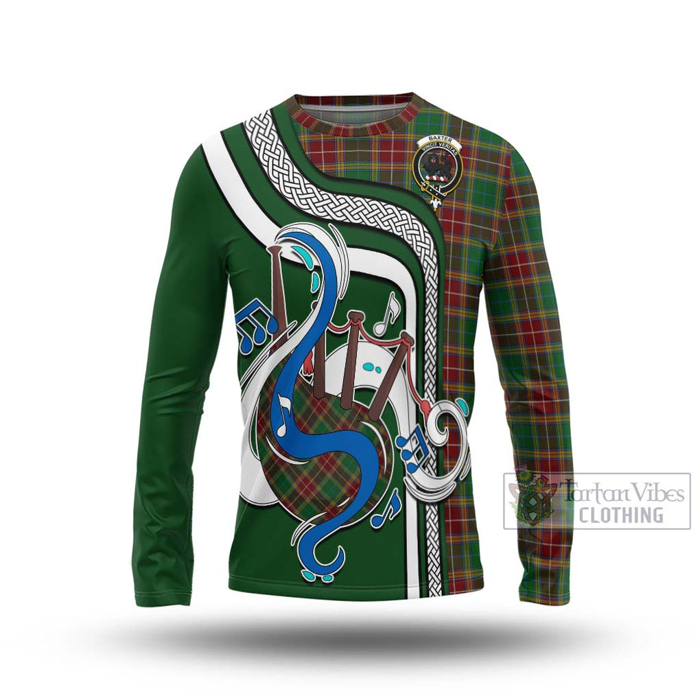 Tartan Vibes Clothing Baxter Tartan Long Sleeve T-Shirt with Epic Bagpipe Style