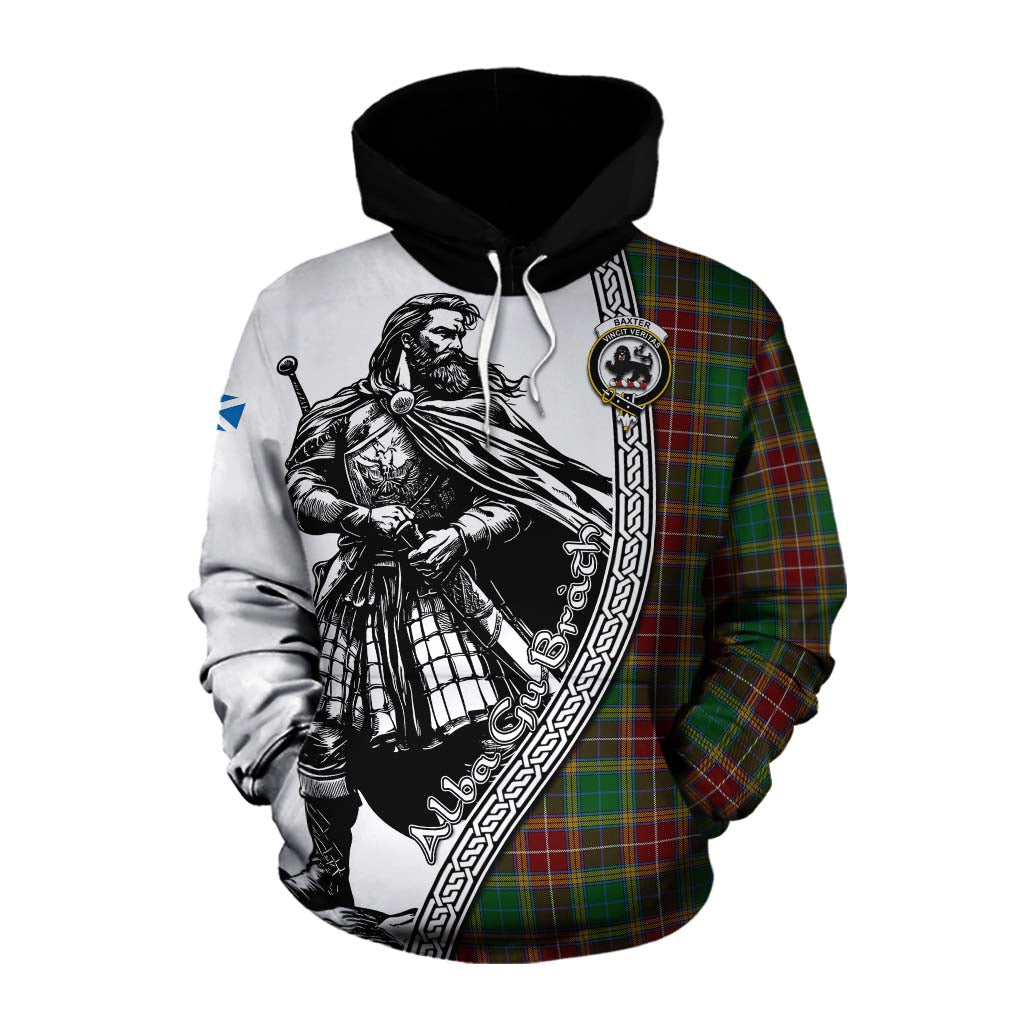 Tartan Vibes Clothing Baxter Tartan Clan Crest Cotton Hoodie with Highlander Warrior Celtic Style