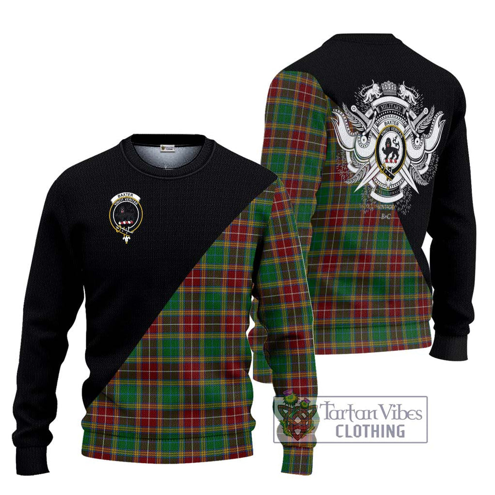 Baxter Tartan Knitted Sweater with Family Crest and Military Logo Style Unisex - Tartanvibesclothing Shop