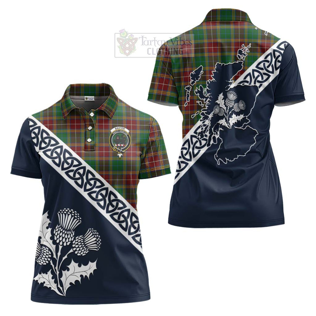 Tartan Vibes Clothing Baxter Tartan Women's Polo Shirt Featuring Thistle and Scotland Map