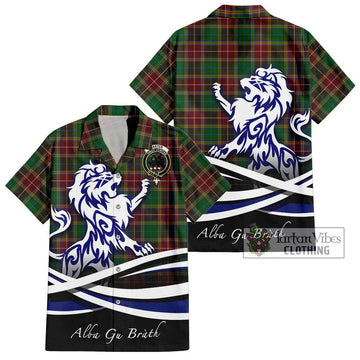 Baxter Tartan Short Sleeve Button Shirt with Alba Gu Brath Regal Lion Emblem