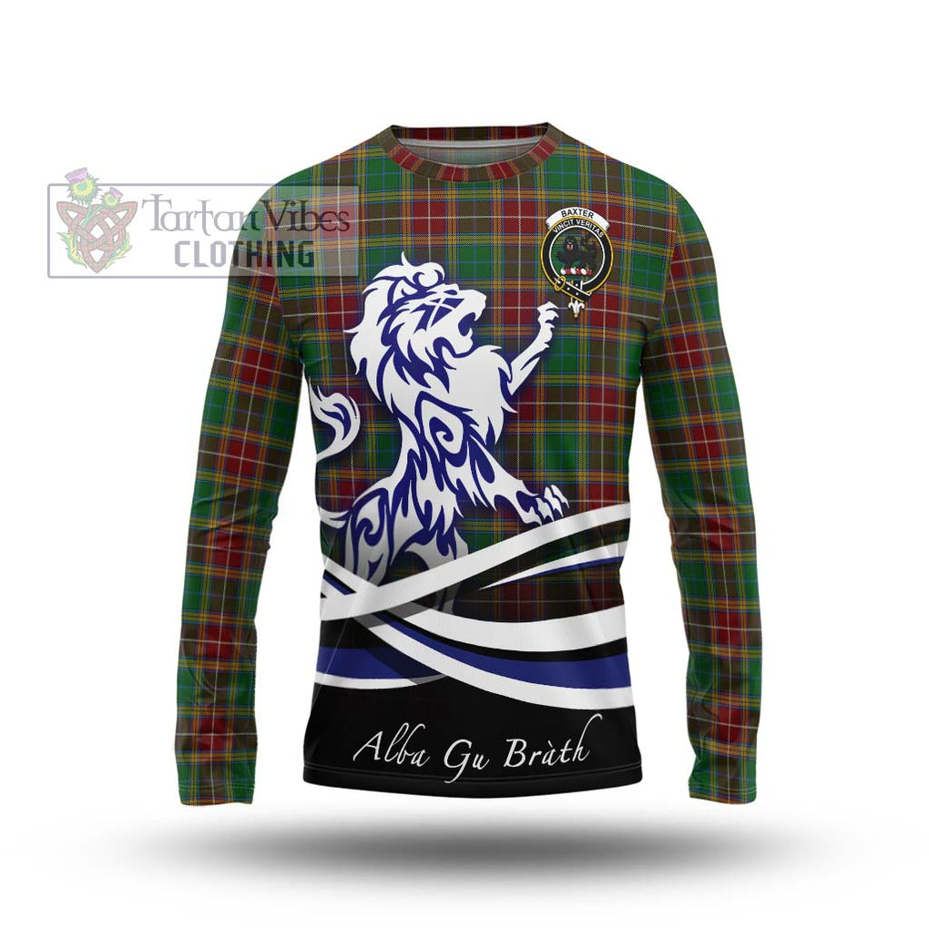 Baxter Tartan Long Sleeve T-Shirt with Alba Gu Brath Regal Lion Emblem Unisex - Tartanvibesclothing Shop