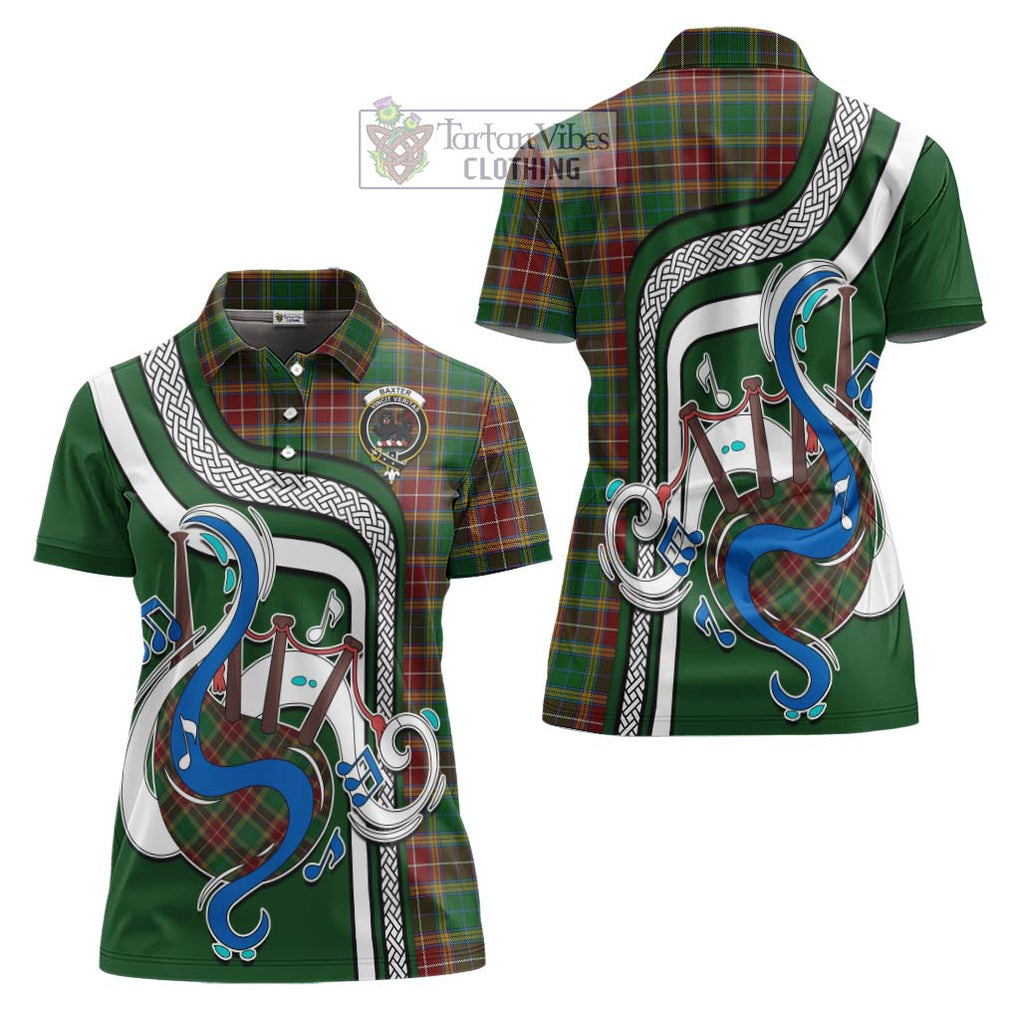 Baxter Tartan Women's Polo Shirt with Epic Bagpipe Style Women - Tartanvibesclothing Shop