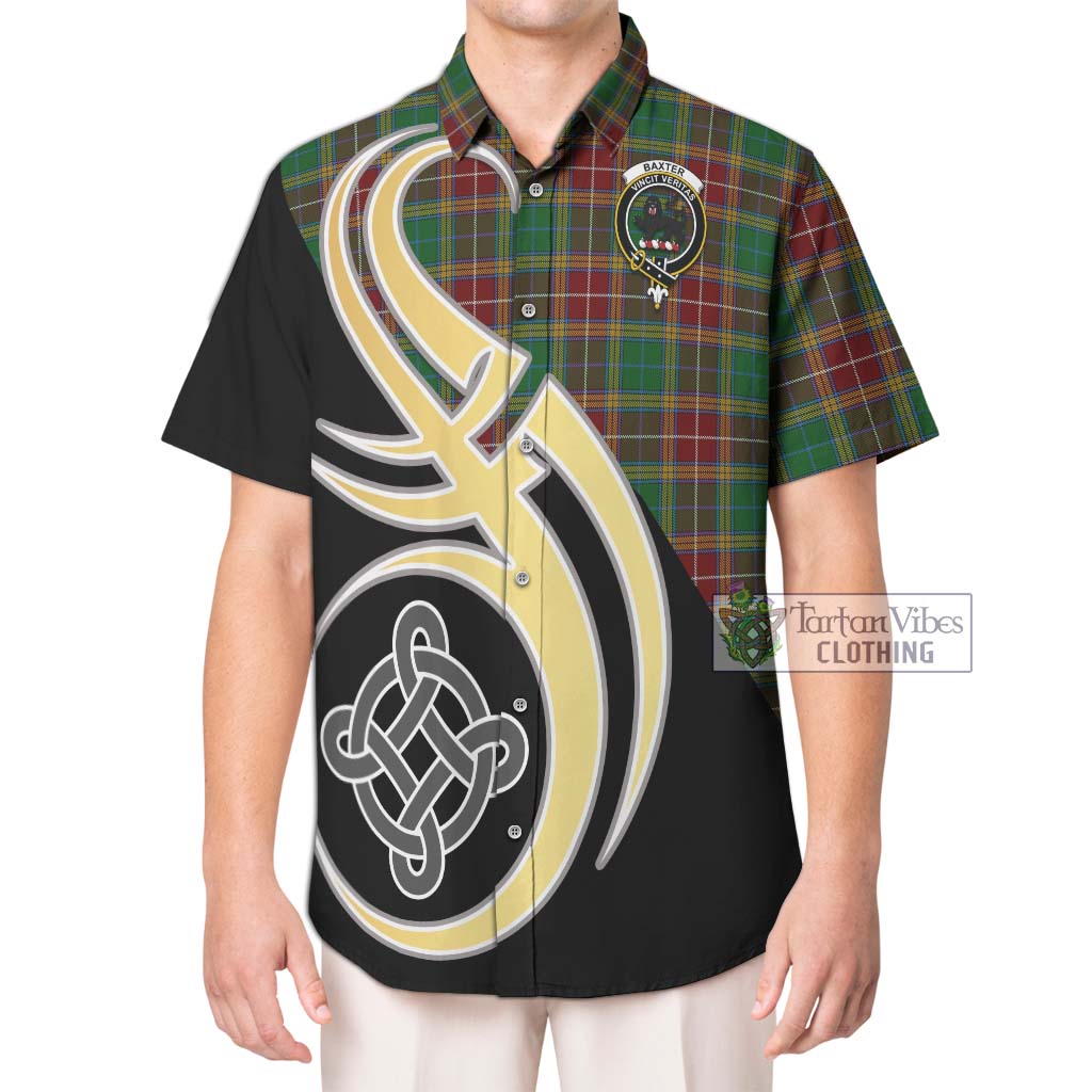 Baxter Tartan Short Sleeve Button Shirt with Family Crest and Celtic Symbol Style Kid - Tartan Vibes Clothing