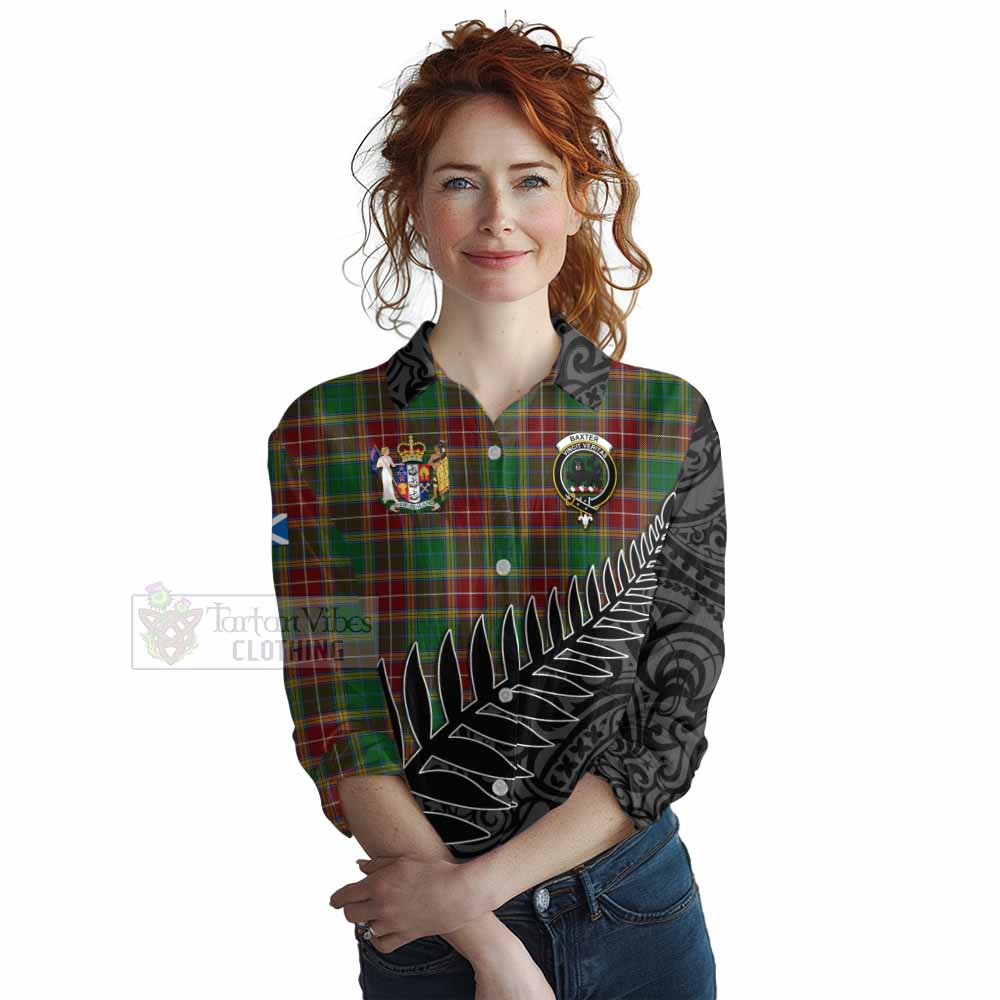 Tartan Vibes Clothing Baxter Crest Tartan Women's Casual Shirt with New Zealand Silver Fern Half Style