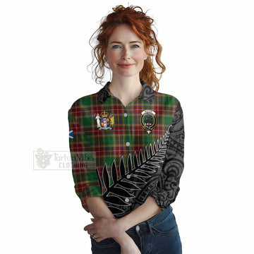 Baxter Crest Tartan Women's Casual Shirt with New Zealand Silver Fern Half Style