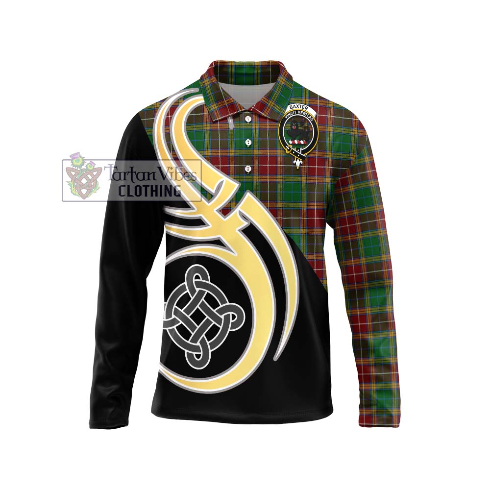 Baxter Tartan Long Sleeve Polo Shirt with Family Crest and Celtic Symbol Style Unisex - Tartan Vibes Clothing